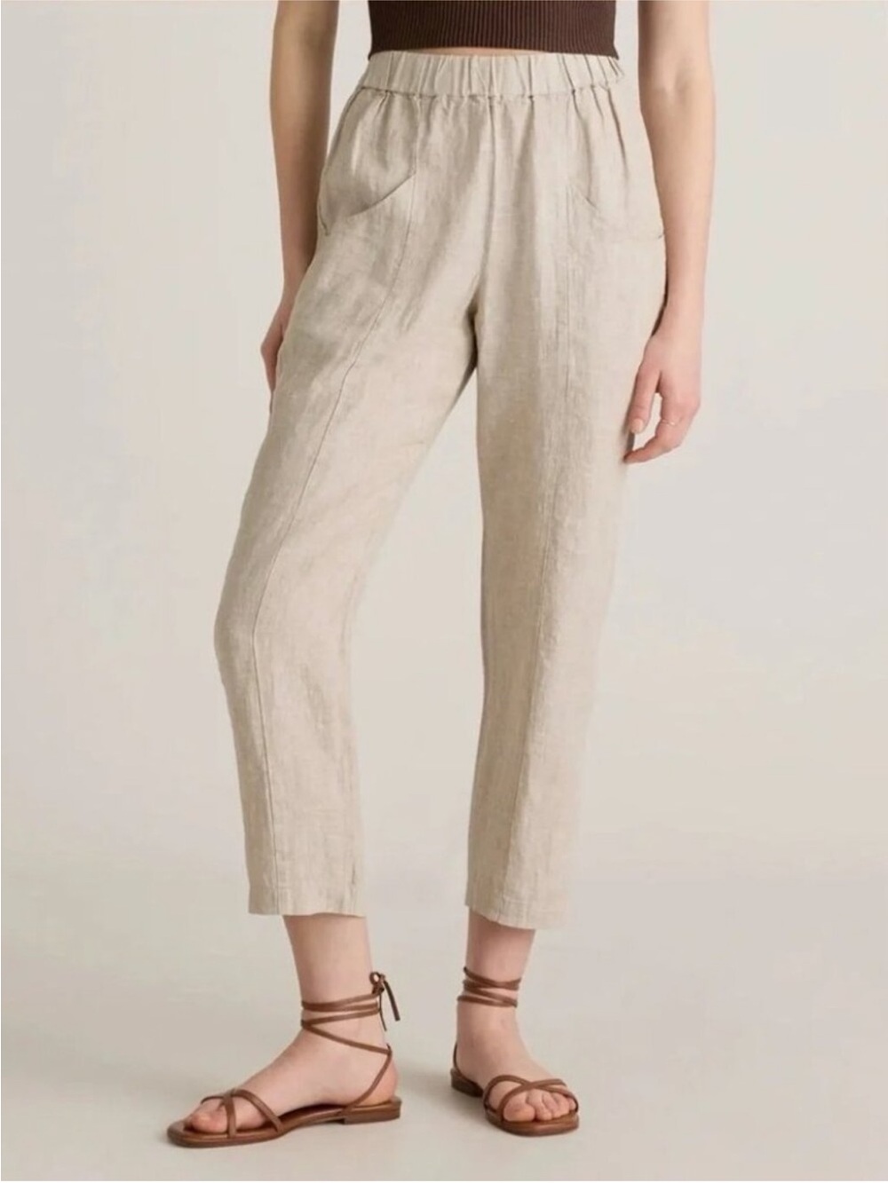 Quince linen tapered ankle pants Flax